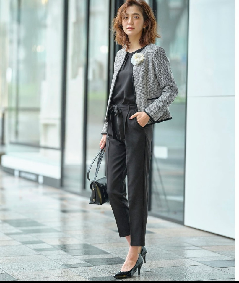 ジーラ GeeRA 【4点セット】〈テーパードパンツ〉ツイード