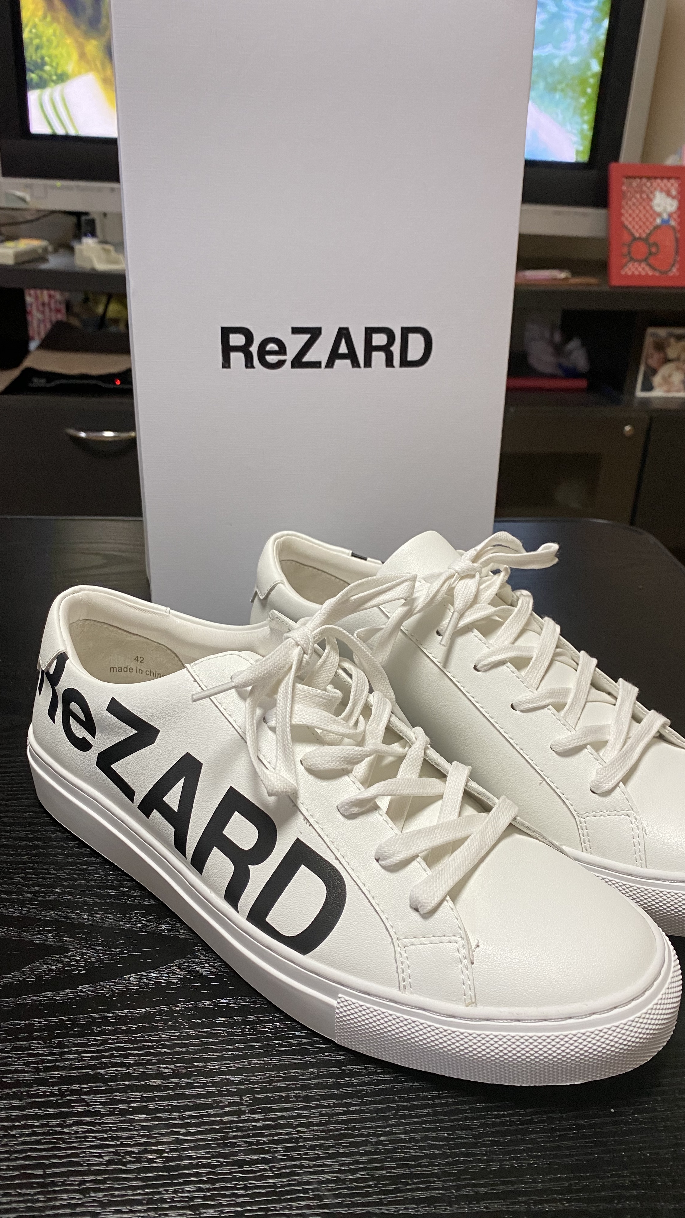 リザード Rezard ビッグロゴレザースニーカー ホワイト 靴 ファッション通販 ロコンド 自宅で試着 気軽に返品